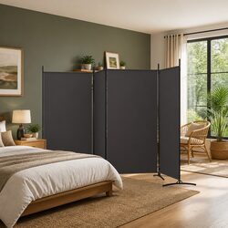 4-Panel Room Divider Brown Foldable Fabric Privacy Screen 346x180 cm Partition