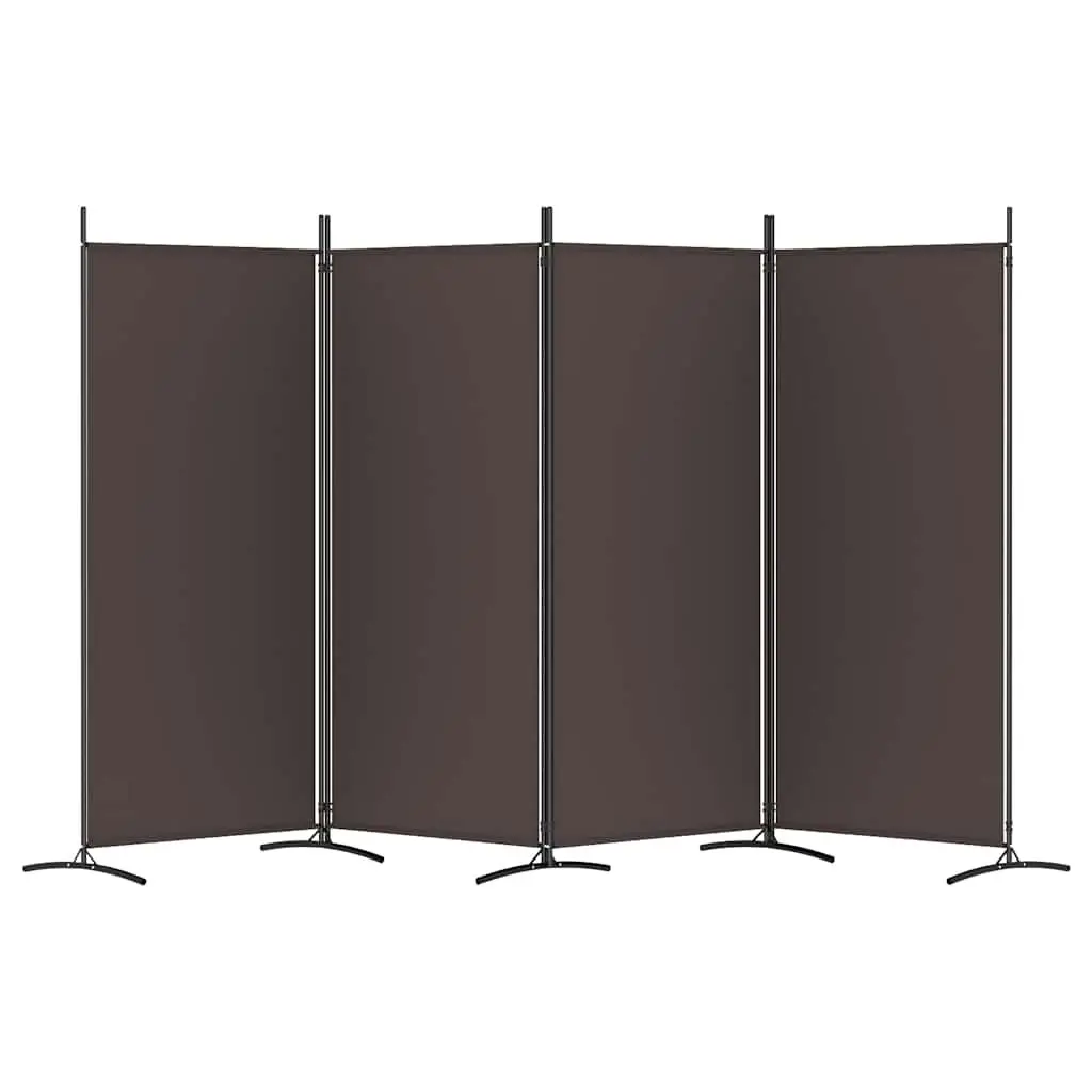 4-Panel Room Divider Foldable Brown Fabric Privacy Screen 346x180 cm