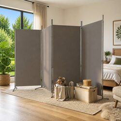 4-Panel Room Divider Folding Privacy Screen Partition Fabric Anthracite