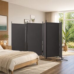6-Panel Room Divider Screen 520x180cm Brown Fabric Foldable Privacy Partition