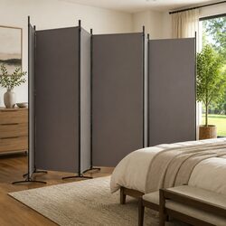 6-Panel Room Divider Screen Partition Anthracite Fabric Folding Privacy