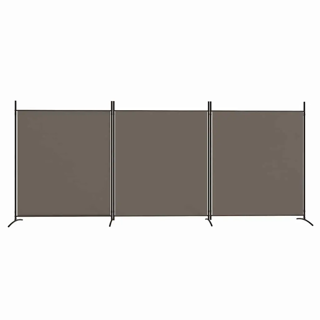 3-Panel Room Divider Foldable Anthracite Fabric Privacy Screen