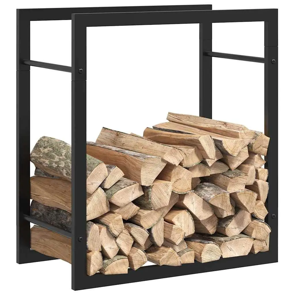 Firewood Rack Log Storage Holder Steel Black for Fireplace and Wood Burner