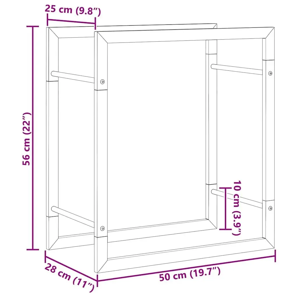 Firewood Rack Log Storage Holder Steel Black for Fireplace and Wood Burner