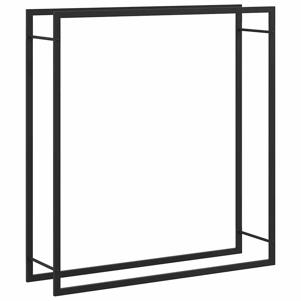 Firewood Rack Log Storage Holder Steel Black Outdoor Garden Fireplace Stand 110 x 28 x 116 cm
