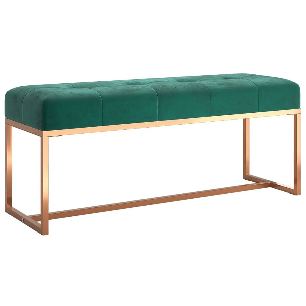 Storage Bench Velvet Padded Seat Green 110 x 36 x 45 cm Living Room Bedroom Entryway Furniture