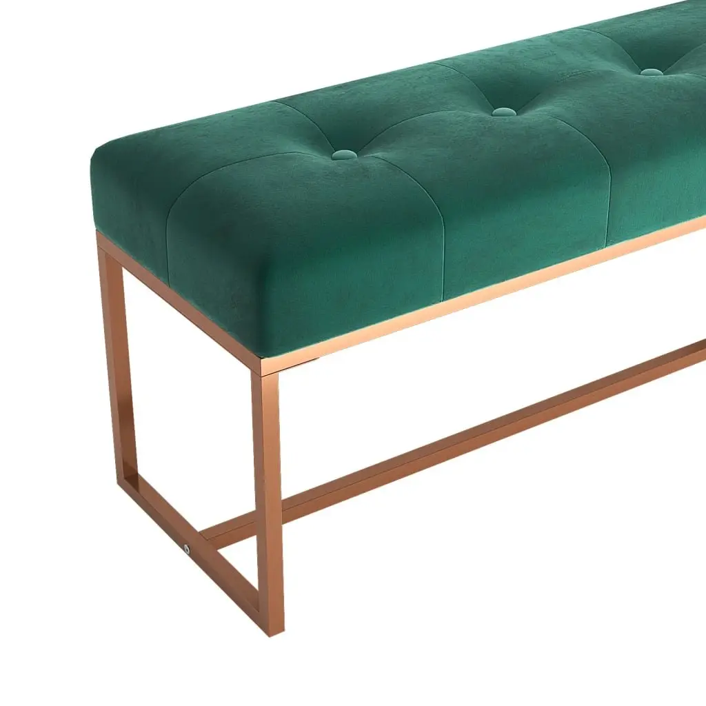 Storage Bench Velvet Padded Seat Green 110 x 36 x 45 cm Living Room Bedroom Entryway Furniture