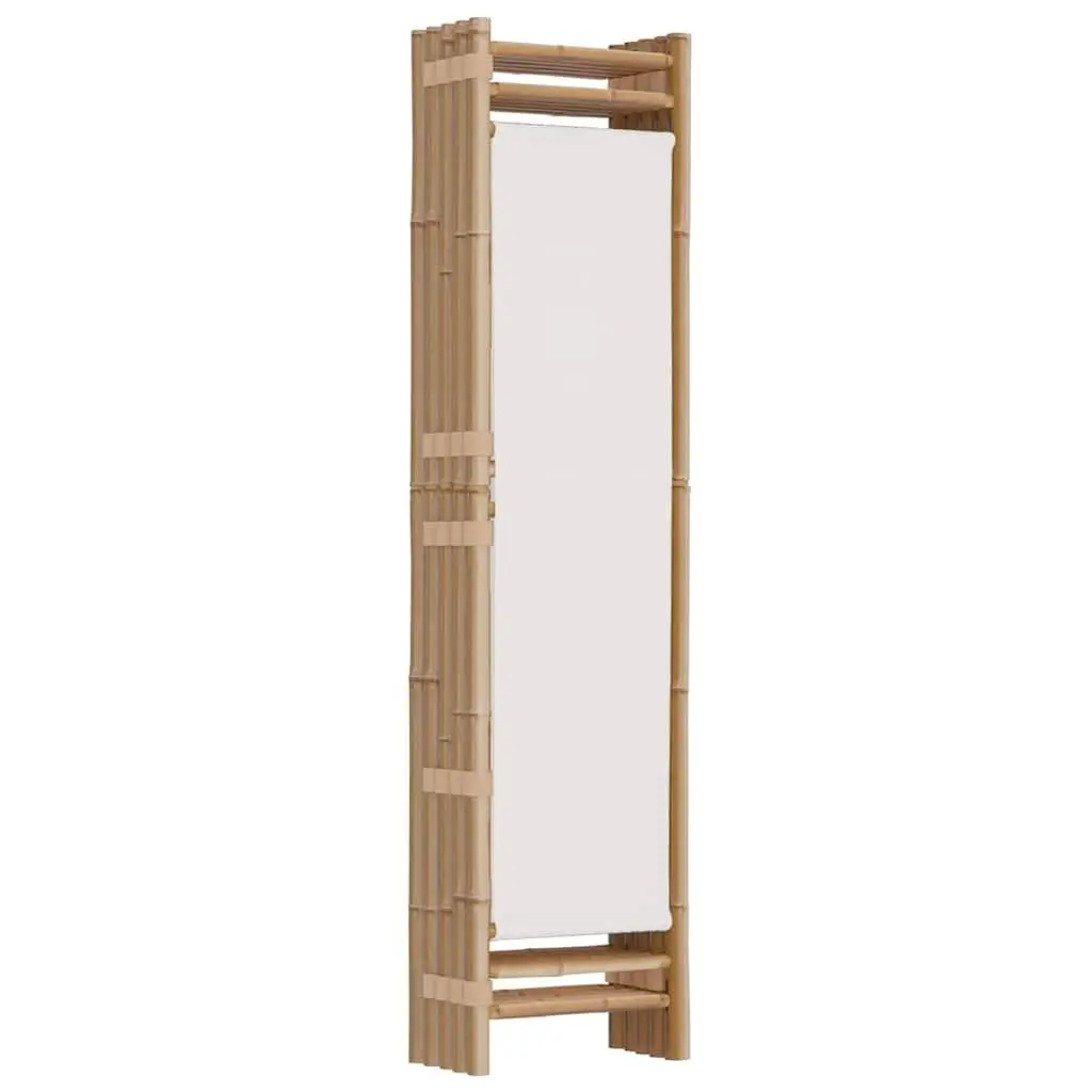 Room Divider 5-Panel Folding Privacy Screen Bamboo Canvas Cream 200cm