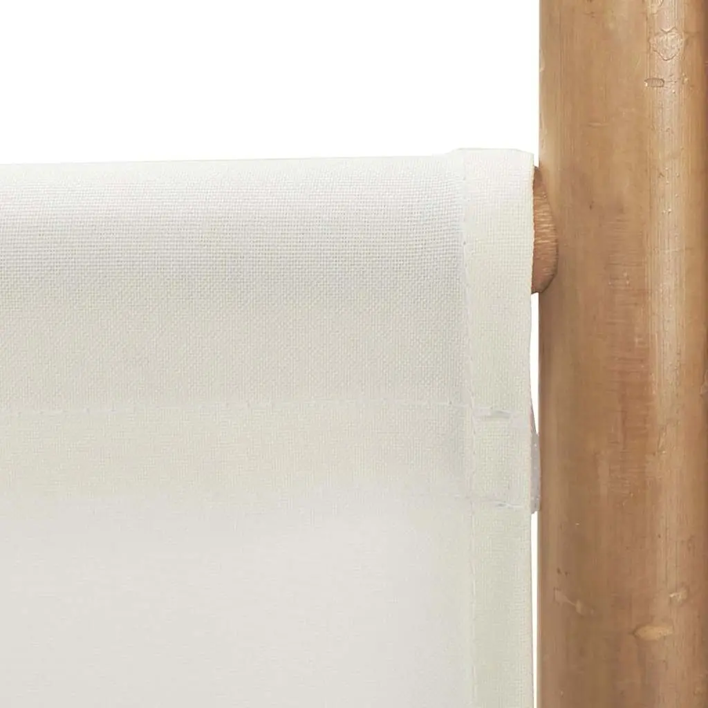 Folding Room Divider 6-Panel 240 cm Bamboo Frame Canvas Panels Cream