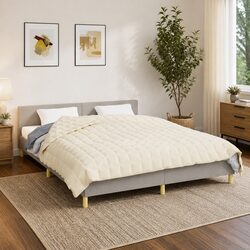 Weighted Blanket 200x200 cm 9kg Cream Sleep Therapy Comfort Pressure Relief