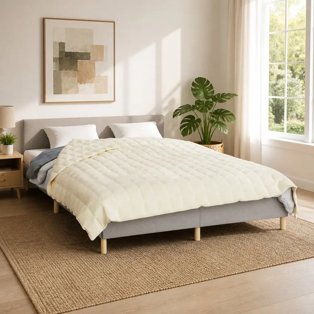 Weighted Blanket Breathable Light Cream 200x200 cm 13 kg Pressure Relief