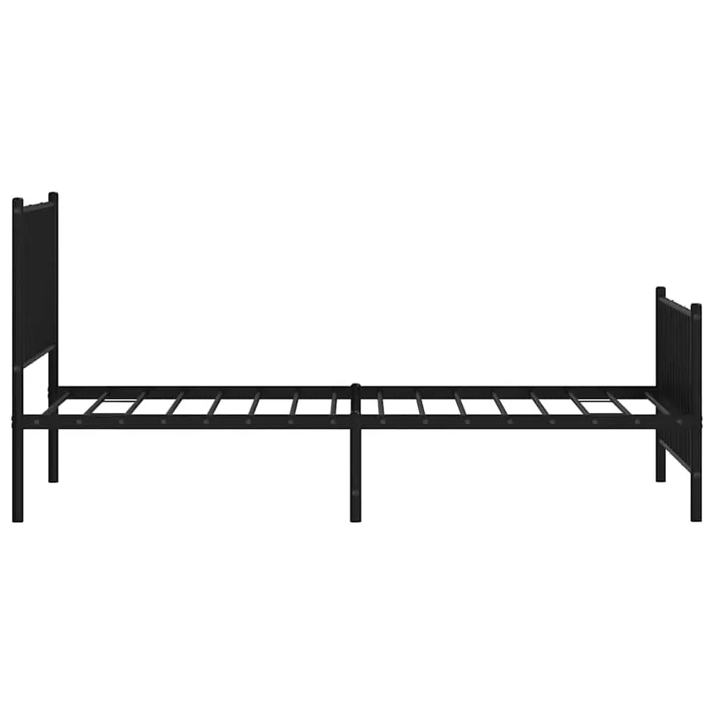 Metal Bed Frame Black 90x190 cm with Headboard and Footboard Slatted Base