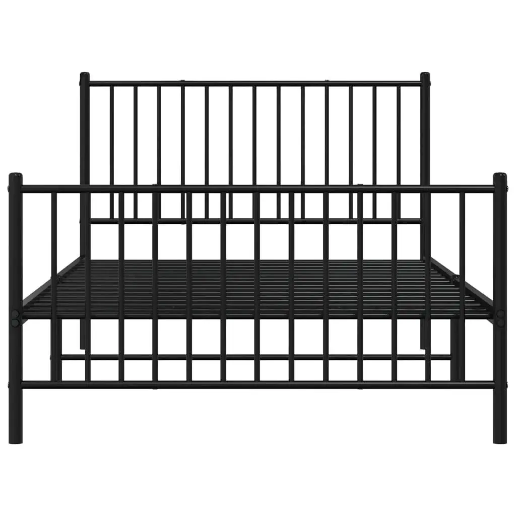 Metal Bed Frame King Single 107x203 cm Powder-Coated Steel Slatted Base Black