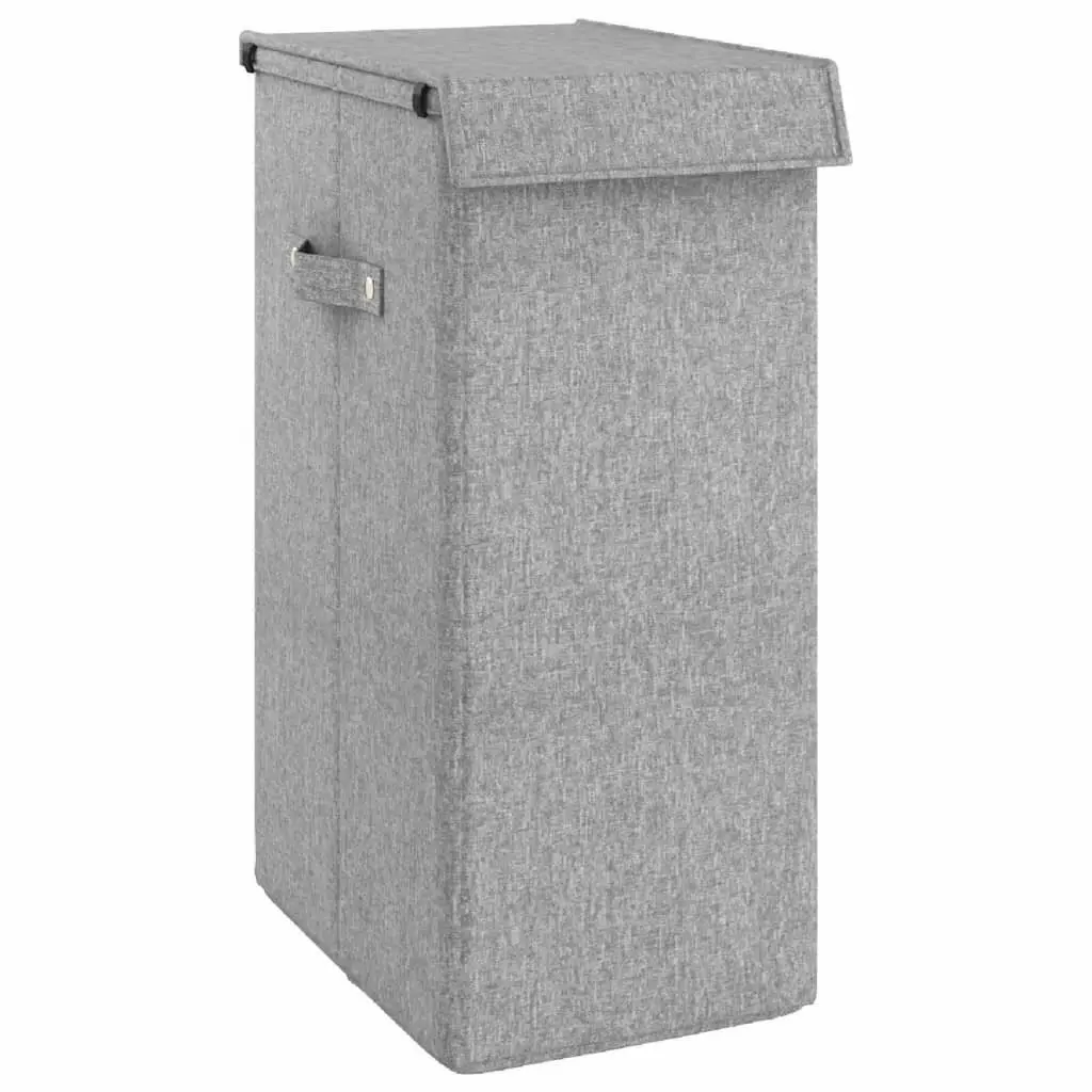 Laundry Hamper Foldable Grey 26x34.5x59.5cm Storage Basket with Handles and Lid