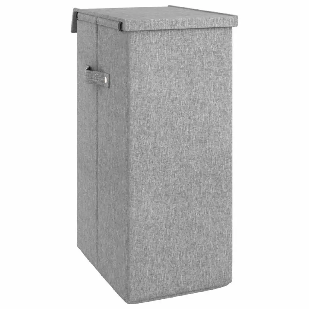 Laundry Hamper Foldable Grey 26x34.5x59.5cm Storage Basket with Handles and Lid