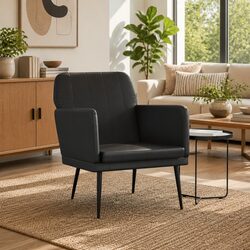 Black Armchair Faux Leather Relaxation Chair Living Room Lounge Seat Padded