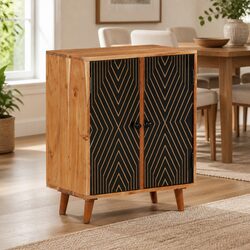 Solid Wood Sideboard Storage Cabinet with Doors and Compartments Brown