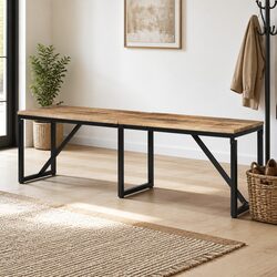 Solid Wood Bench 160x35x46 cm Industrial Style Seating Living Room Hallway