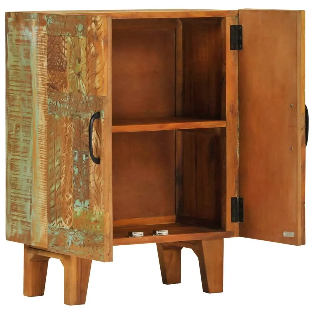 Hand Carved Wooden Sideboard Cabinet Reclaimed Wood Multicolour Storage Furniture