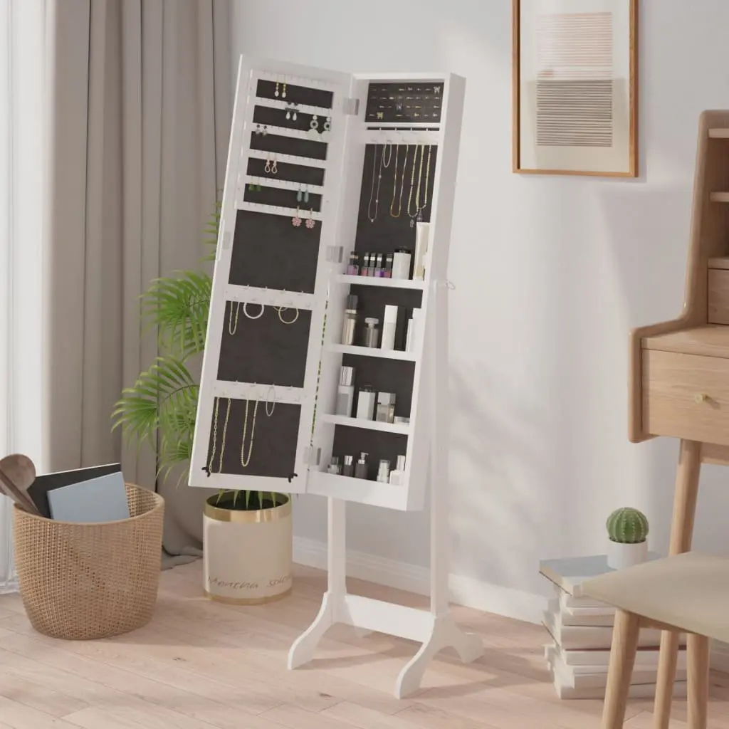 Free-Standing Floor Mirror White Hallway Bedroom Dressing Room Decor Storage