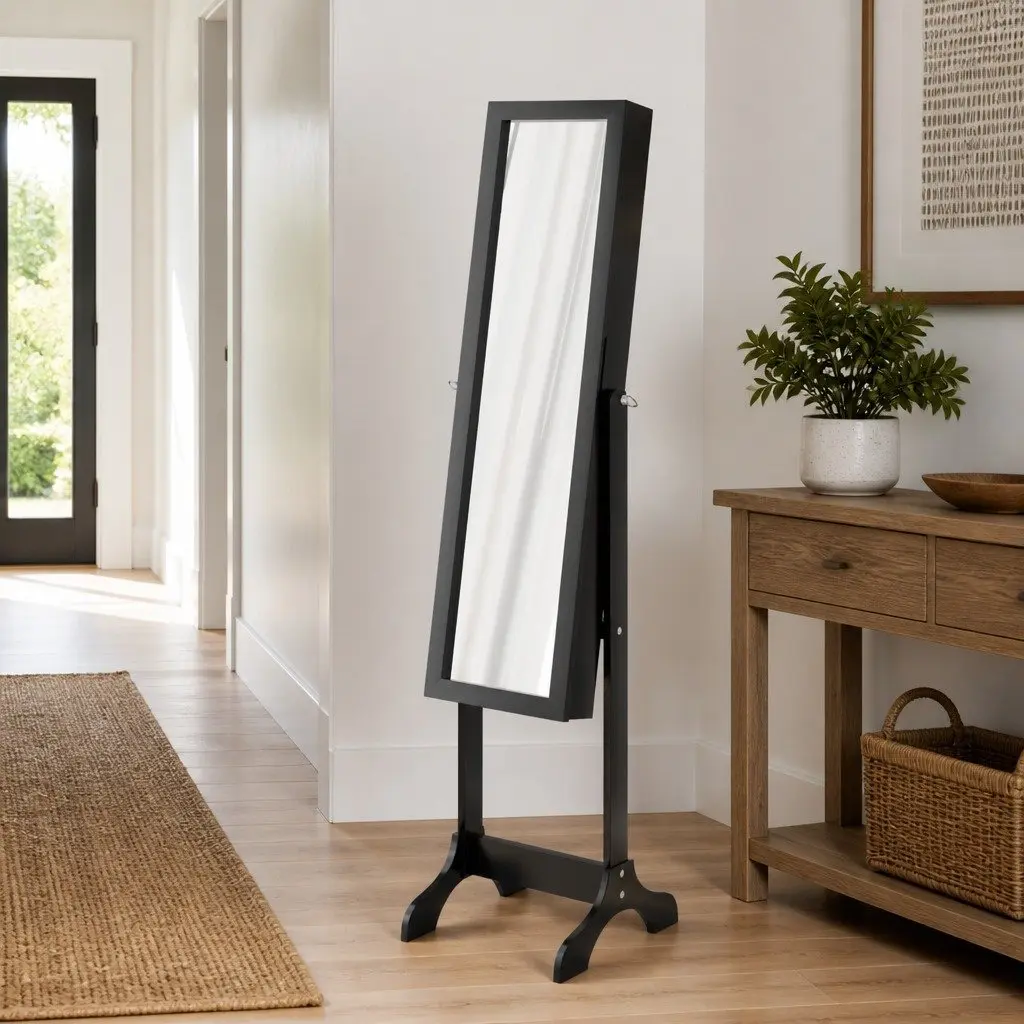 Free-Standing Mirror Black Floor Hallway Bedroom Dressing Room Decor 34x37x146cm