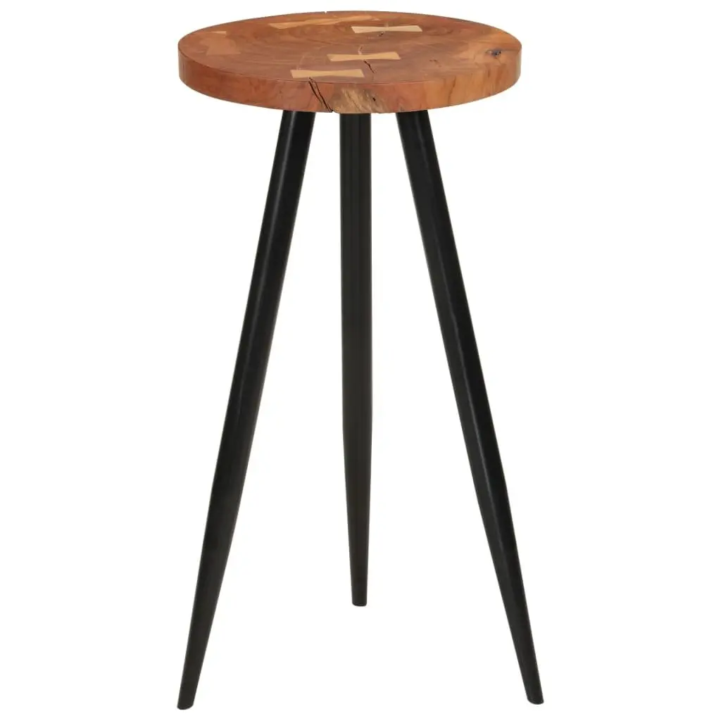 Log Bar Table Solid Acacia Wood Round 53 cm Brown Iron Legs