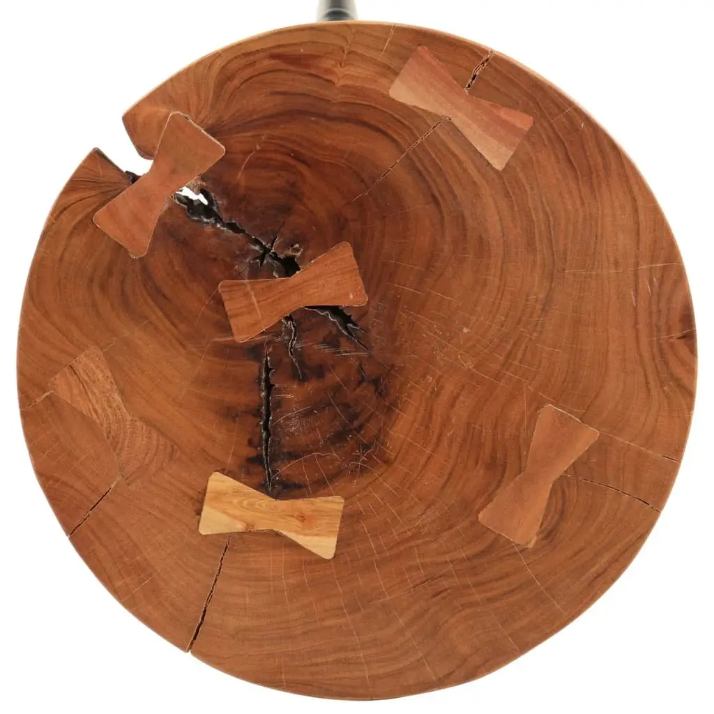 Log Bar Table Solid Acacia Wood Round 53 cm Brown Iron Legs