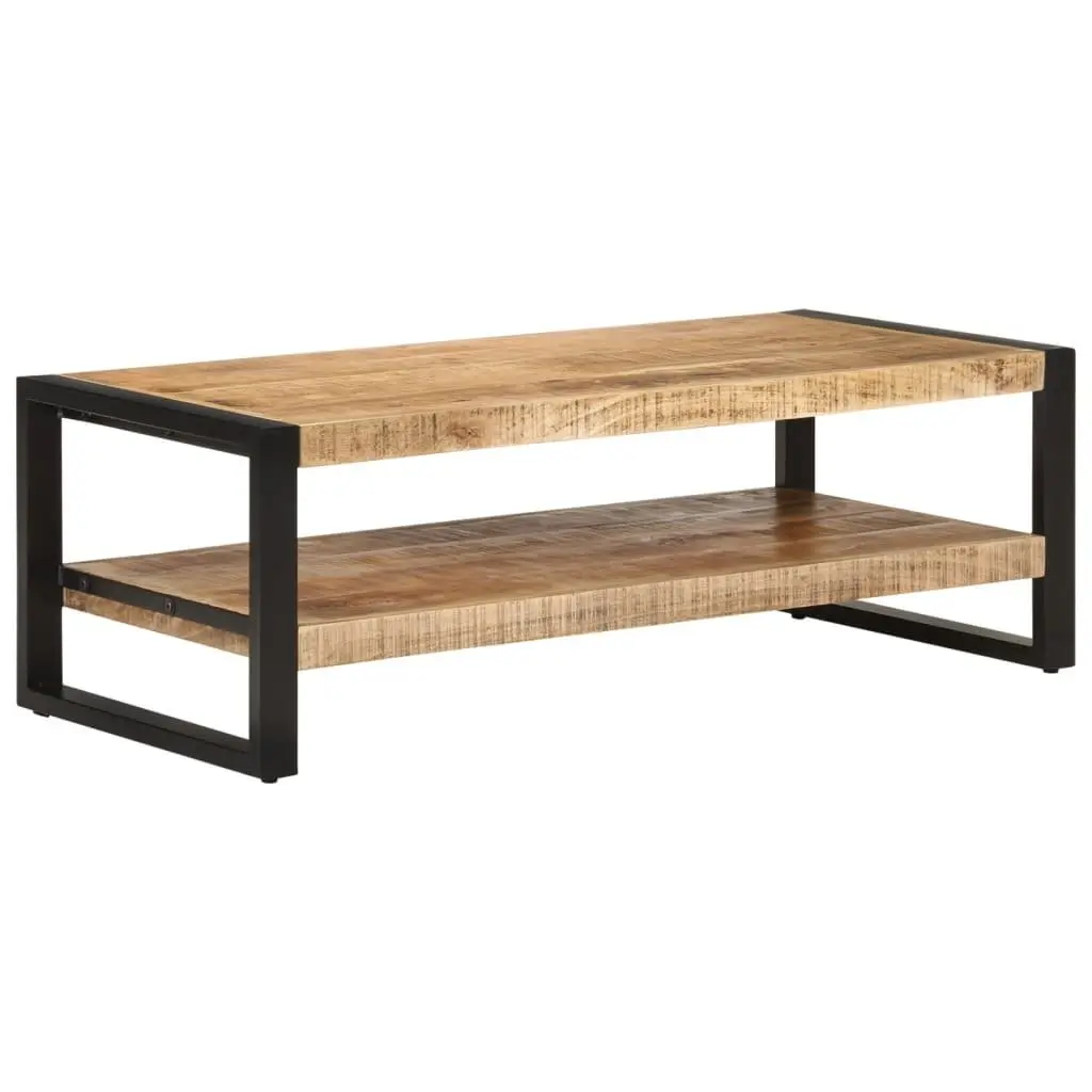 Coffee Table Solid Wood Mango Rustic Two Tier 120x55x40 cm Brown