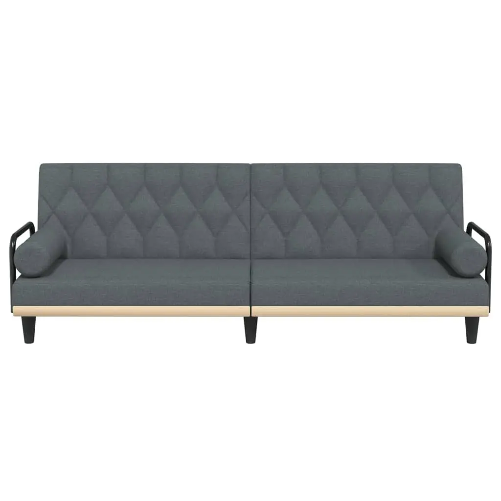 Sofa Bed Adjustable Backrest Grey Fabric Armrests