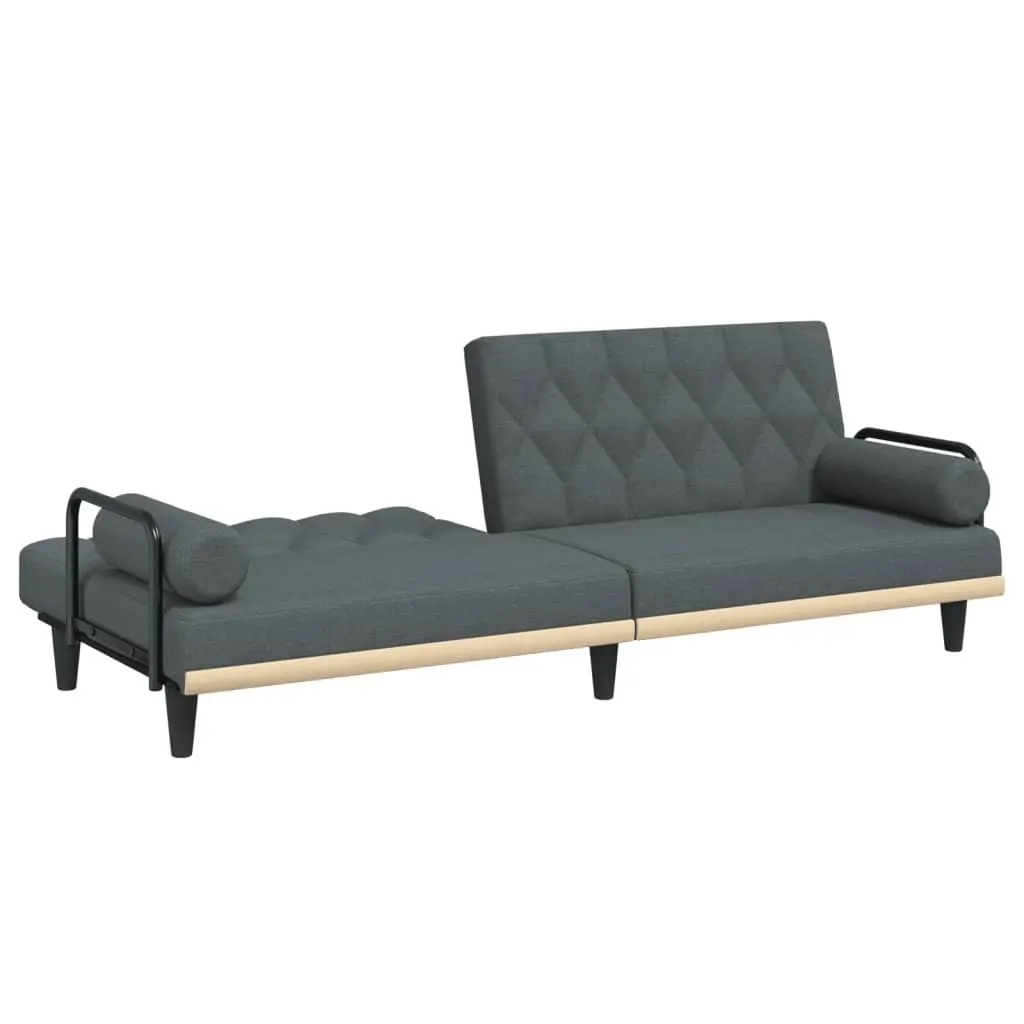 Sofa Bed Adjustable Backrest Grey Fabric Armrests