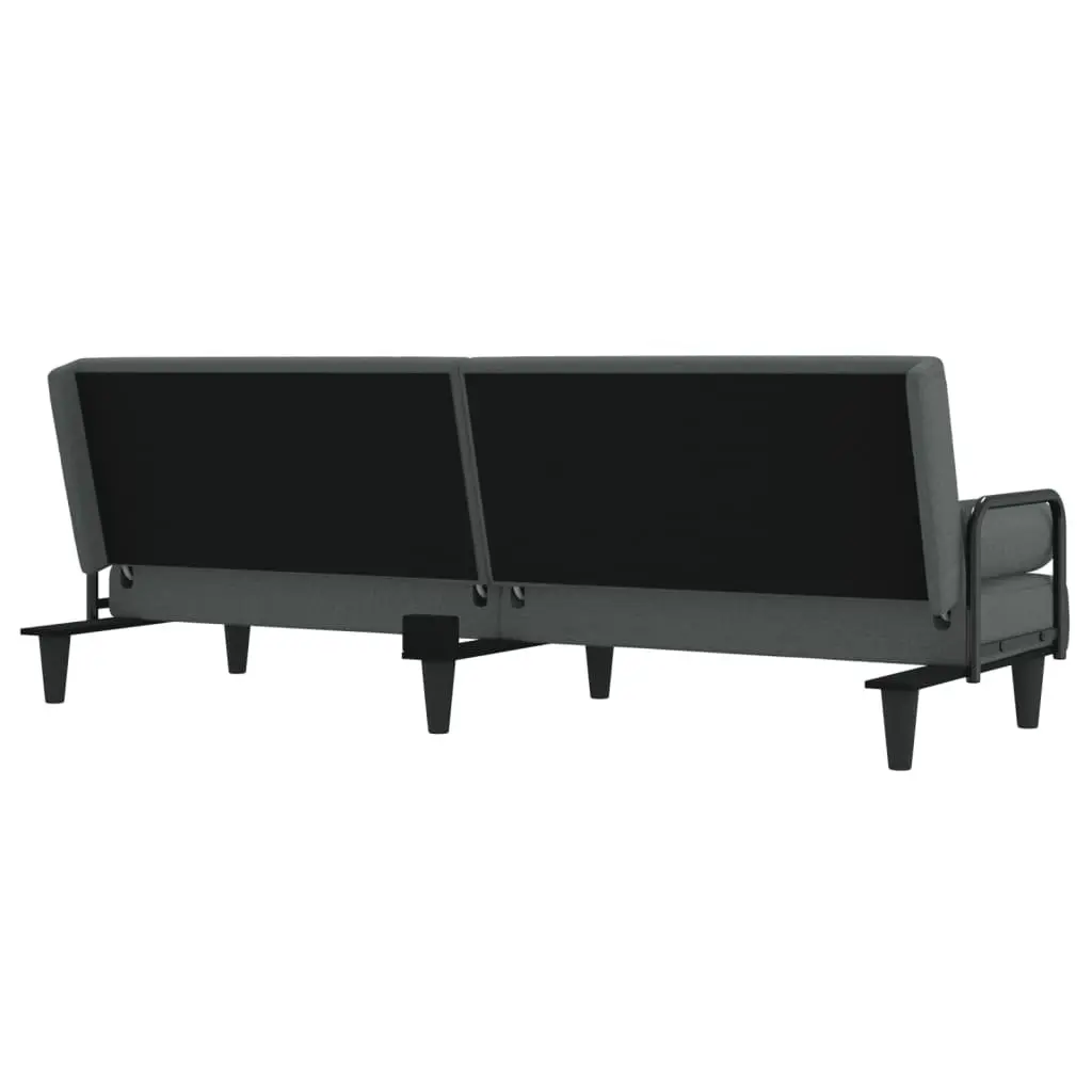Sofa Bed Adjustable Backrest Grey Fabric Armrests