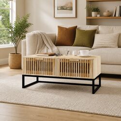 Coffee Table with Storage Drawers Brown Engineered Wood Living Room Furniture
