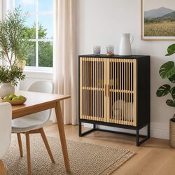 Sideboard Storage Cabinet Black Engineered Wood Hallway Living Room Furniture