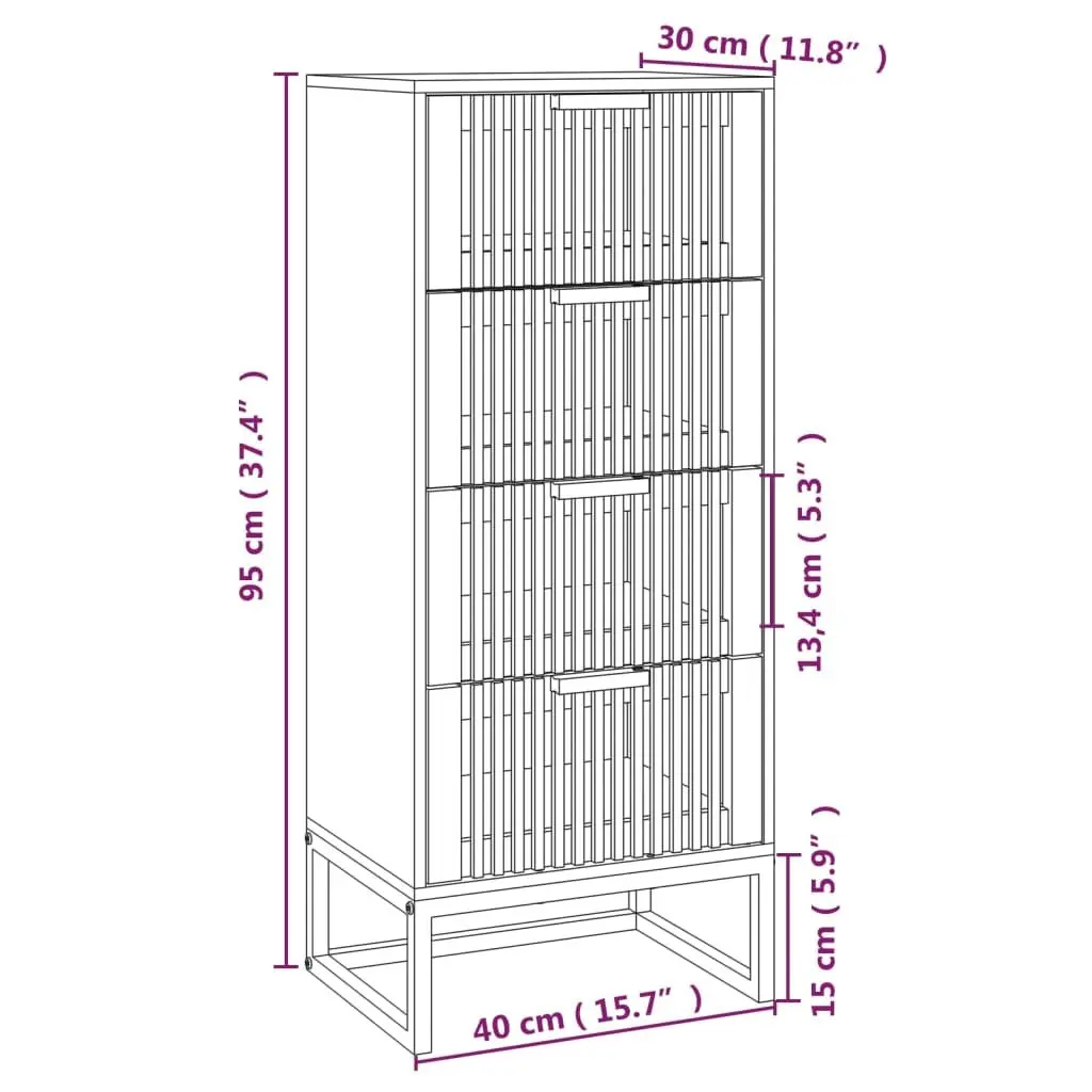 Highboard Storage Cabinet Engineered Wood Tall Display Unit Black