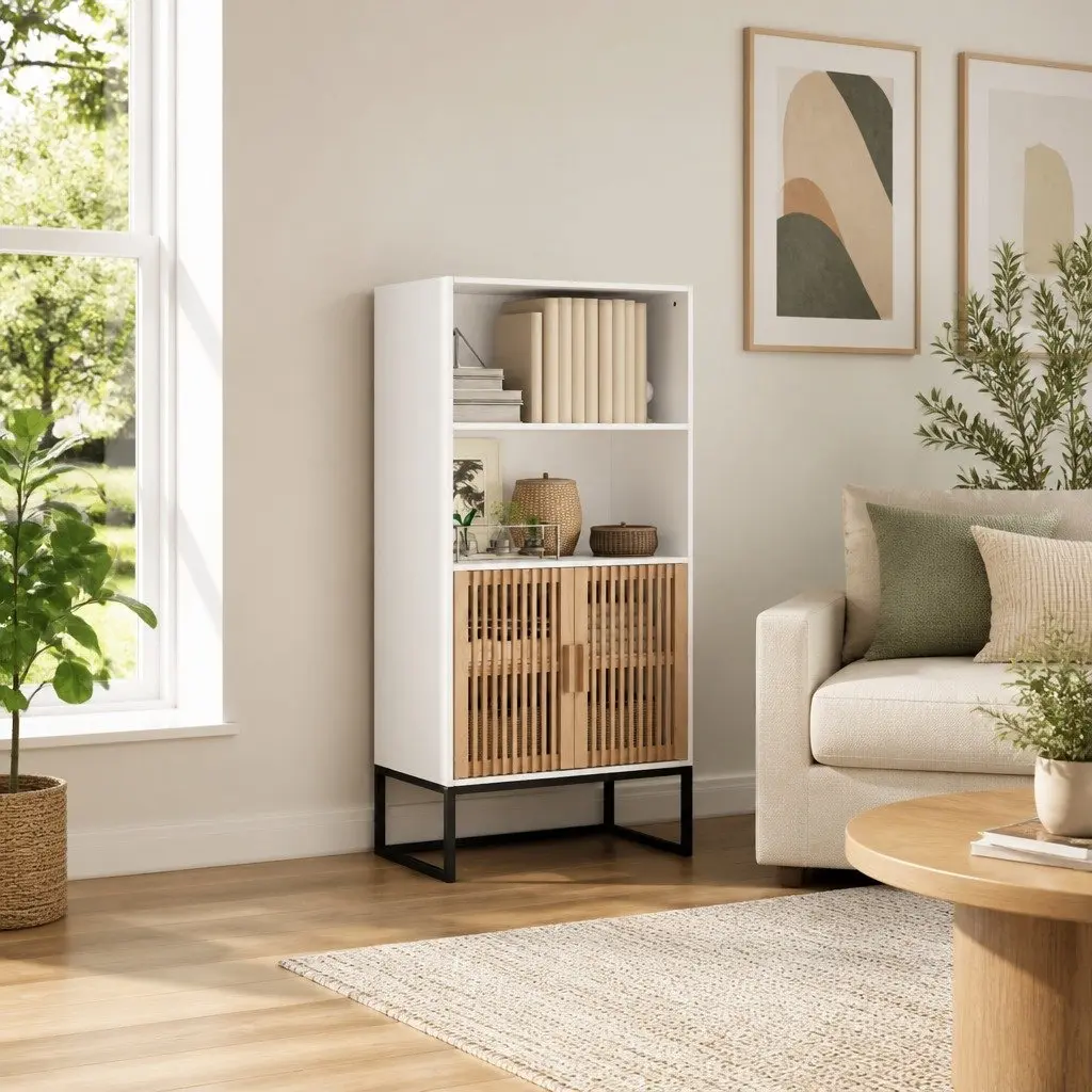 Highboard Storage Cabinet Engineered Wood White 60x35x125 cm