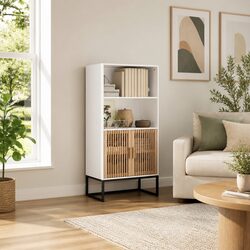 Highboard Storage Cabinet White 60x35x125 cm Engineered Wood Sideboard