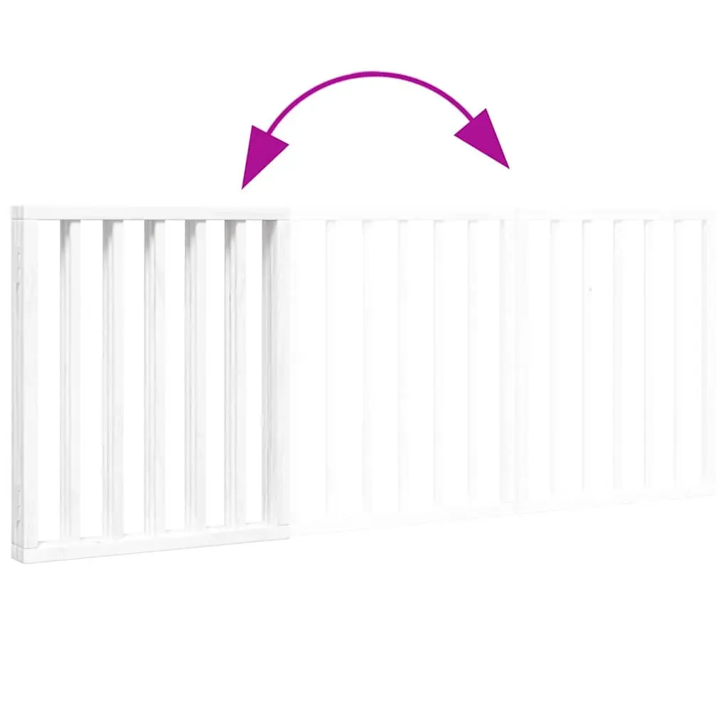 Dog Gate Foldable 3 Panels 150cm White Poplar Wood Pet Safety Barrier