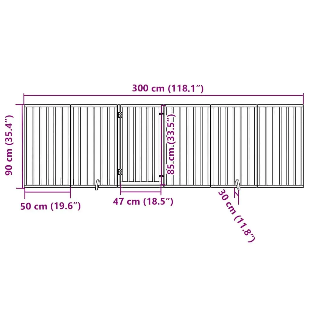 Dog Gate Foldable 6 Panels White Poplar Wood Pet Safety Barrier Enclosure