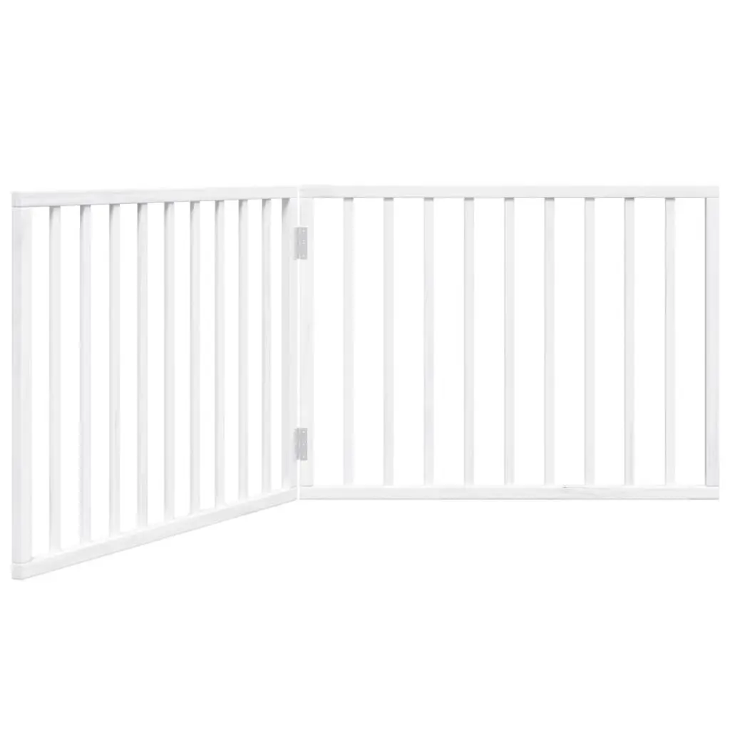 Dog Gate Foldable 2 Panels 160cm White Poplar Wood Pet Safety Barrier