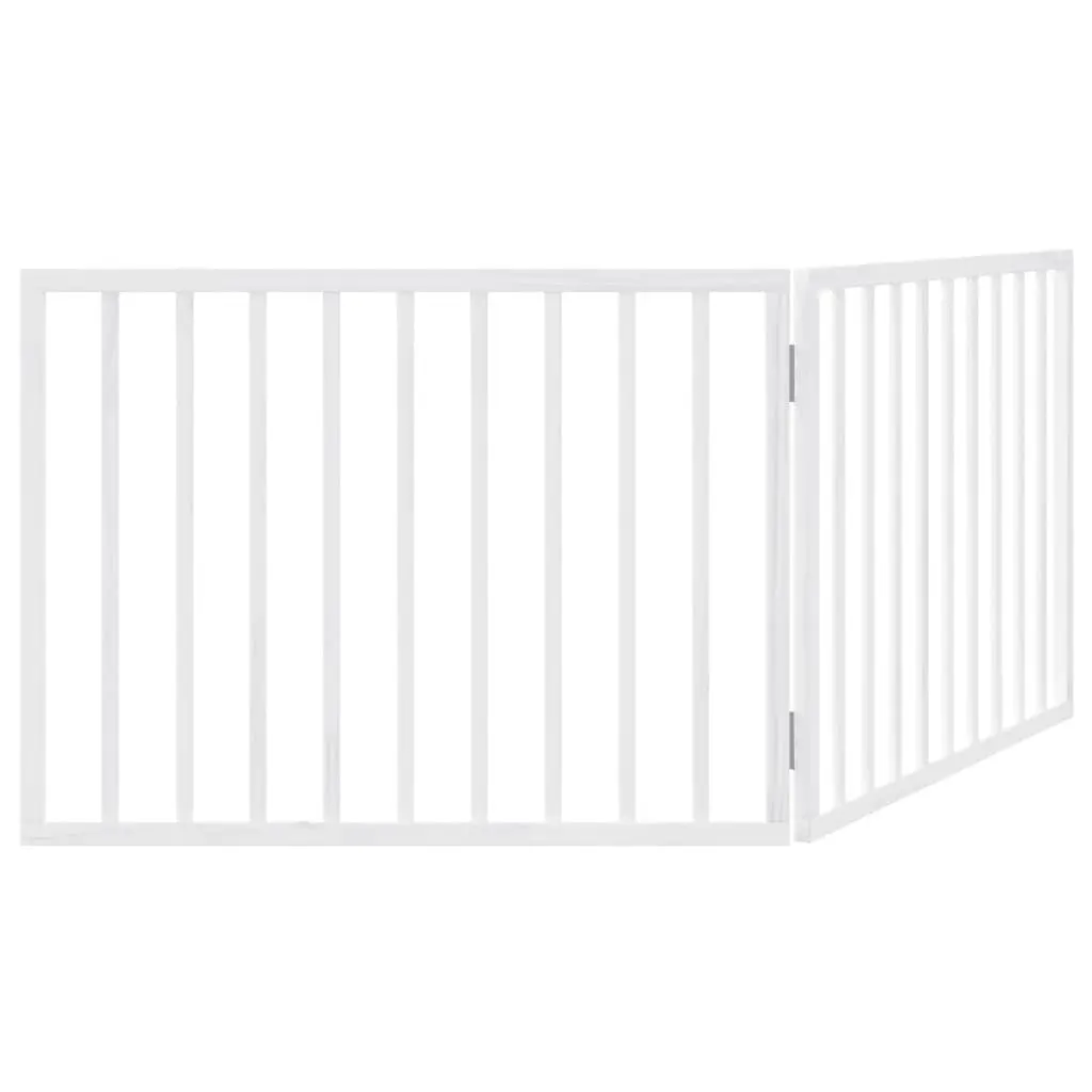 Dog Gate Foldable 2 Panels 160cm White Poplar Wood Pet Safety Barrier