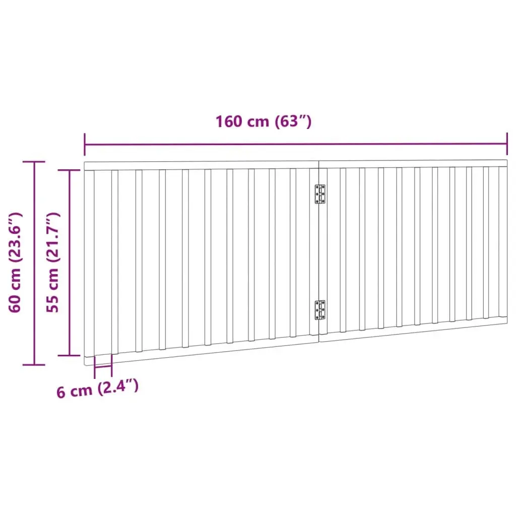 Dog Gate Foldable 2 Panels 160cm White Poplar Wood Pet Safety Barrier