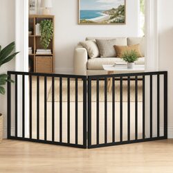 Dog Gate Foldable 2 Panels Black 160cm Poplar Wood Pet Safety Barrier
