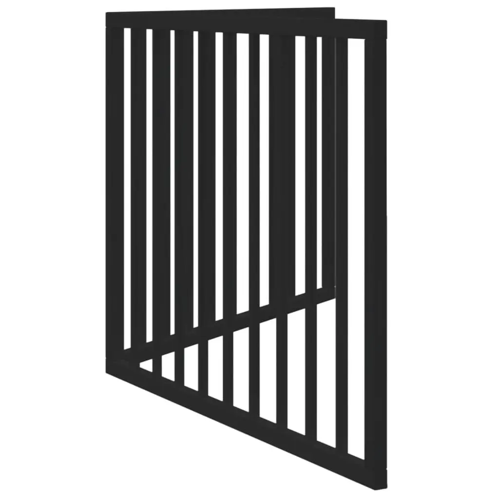 Dog Gate Foldable 2 Panels Black 160cm Poplar Wood Pet Safety Barrier