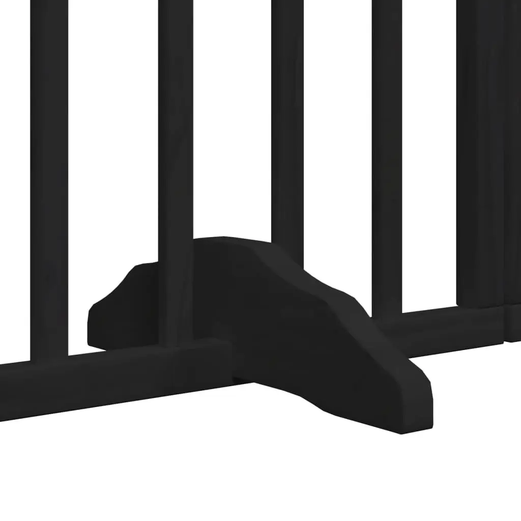 Dog Gate Foldable 4 Panels with Door Black Poplar Wood