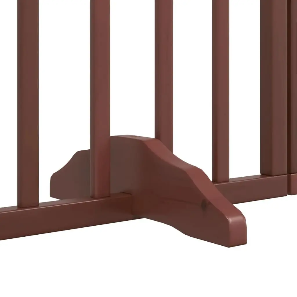 Dog Gate Foldable 4 Panels with Door Brown Poplar Wood