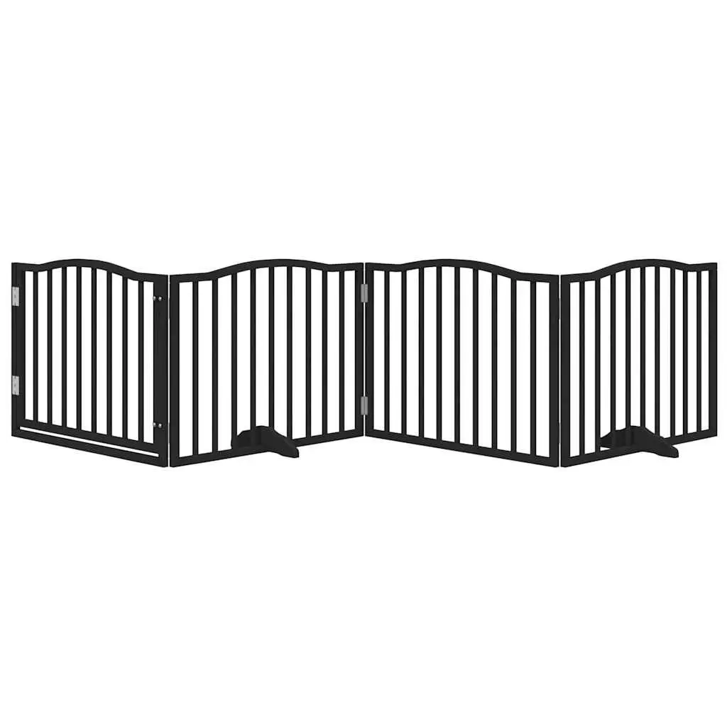 Dog Gate Foldable 4 Panels Black 320cm Poplar Wood Pet Safety Barrier