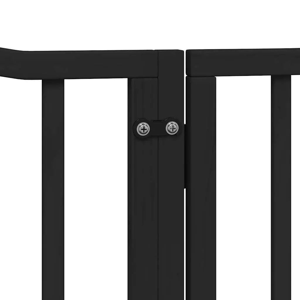 Dog Gate Foldable 4 Panels Black 320cm Poplar Wood Pet Safety Barrier
