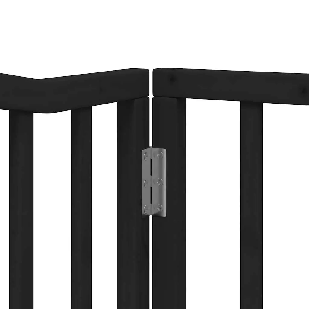 Dog Gate Foldable 4 Panels Black 320cm Poplar Wood Pet Safety Barrier