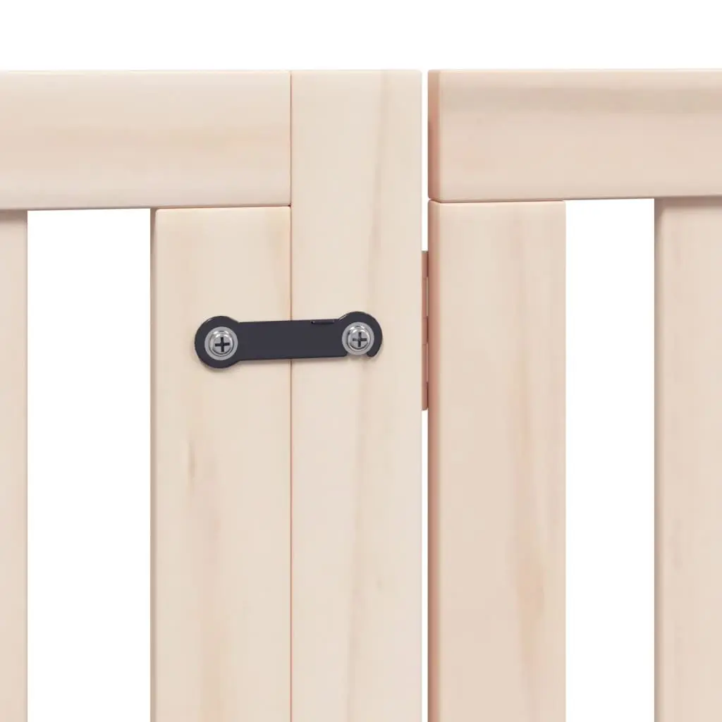 Dog Gate Foldable 4 Panels 320cm Poplar Wood Brown Pet Safety Barrier