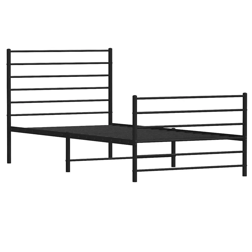 Metal Bed Frame King Single Powder-Coated Steel 107x203 cm Black